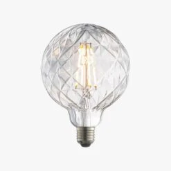 Garnet LED Grooved Globe Shaped Bulb With Clear Glass