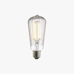 Garnet LED Ribbed Pear Shaped Bulb With Clear Glass