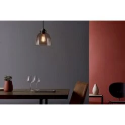 Matthew Black Chrome Pendant With Clear Tinted Glass Shade -Furniture Sales Store en2100095 ls