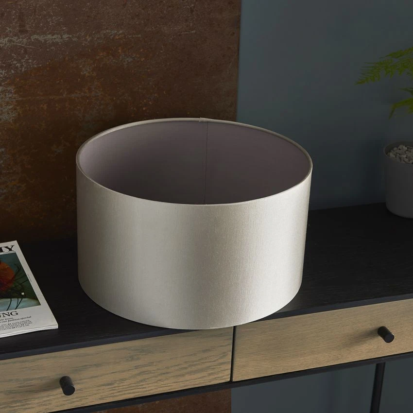 Emily Cylinder Satin Shade In Mink 2 Emily Cylinder Satin Shade In Mink - Image 2