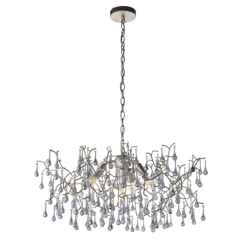Ena Hanging Chandelier In Silver 1 Ena Hanging Chandelier In Silver