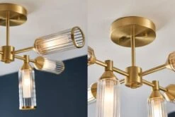 Julian Small Glass Semi-Flush Ceiling Light In Brushed Brass -Furniture Sales Store en2100187 de