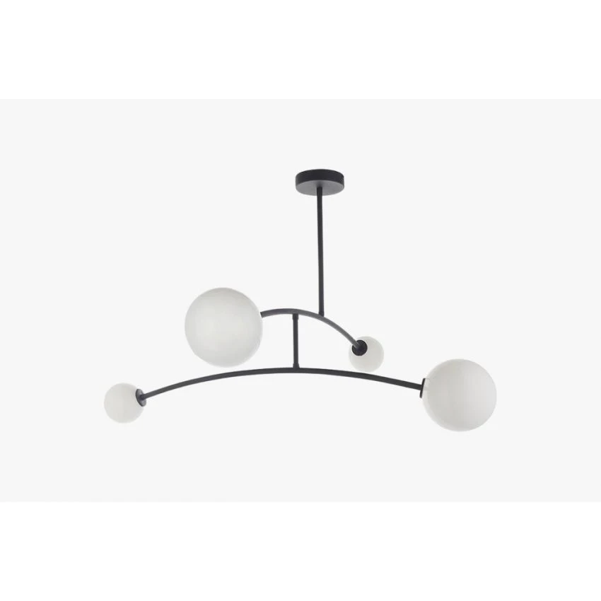 Natashah Opal Glass Black Semi-Flush Ceiling Light 1 Natashah Opal Glass Black Semi-Flush Ceiling Light