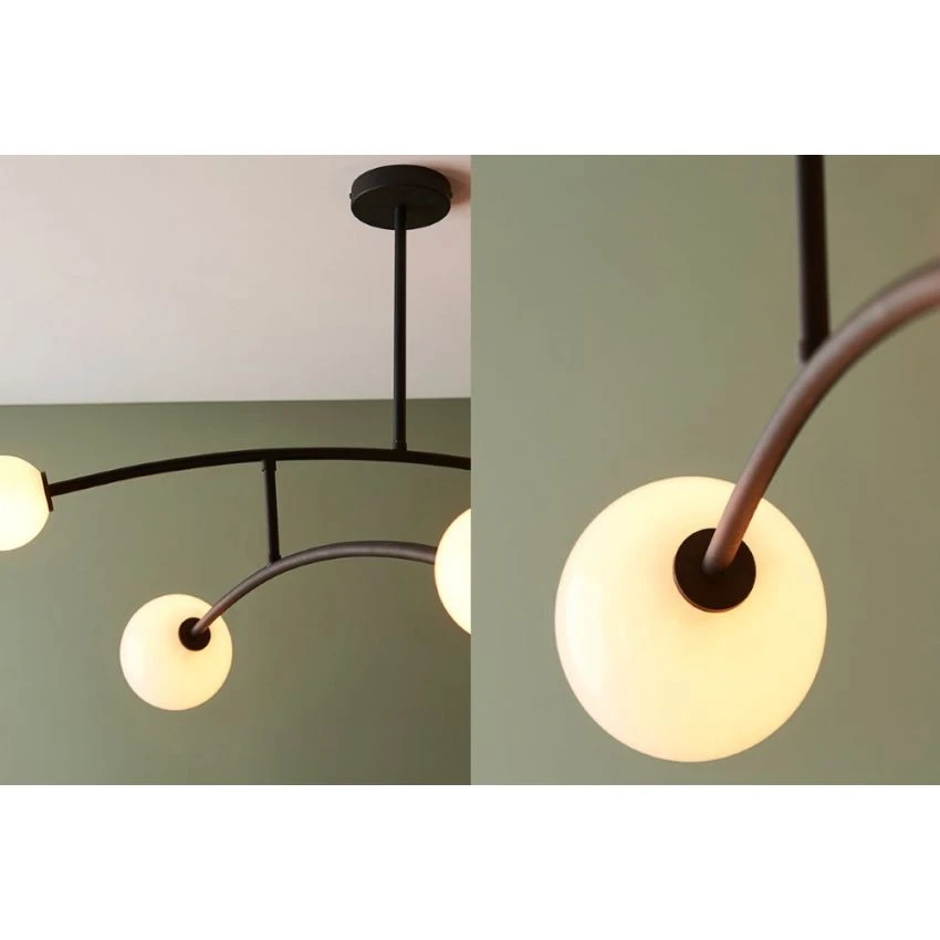 Natashah Opal Glass Black Semi-Flush Ceiling Light 3 Natashah Opal Glass Black Semi-Flush Ceiling Light - Image 3