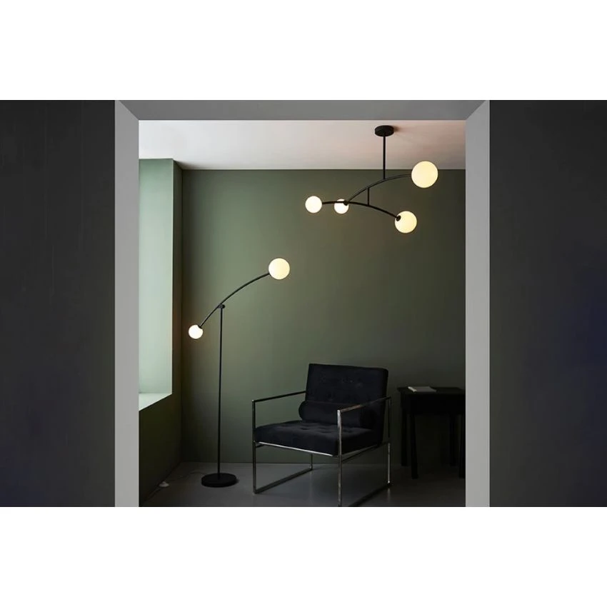 Natashah Opal Glass Black Semi-Flush Ceiling Light 2 Natashah Opal Glass Black Semi-Flush Ceiling Light - Image 2