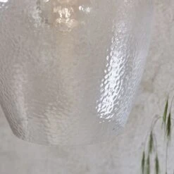 Hexton Hammered Glass Pendant In Bright Nickel -Furniture Sales Store en24020027 l2