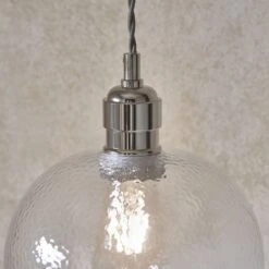 Hexton Hammered Glass Pendant In Bright Nickel -Furniture Sales Store en24020027 l3
