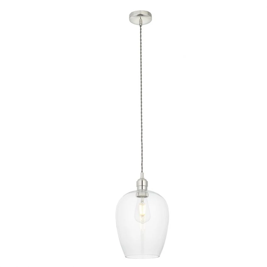 Hexton Glass Pendant In Bright Nickel 1 Hexton Glass Pendant In Bright Nickel