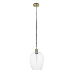 Hexton Glass Pendant In Antique Brass