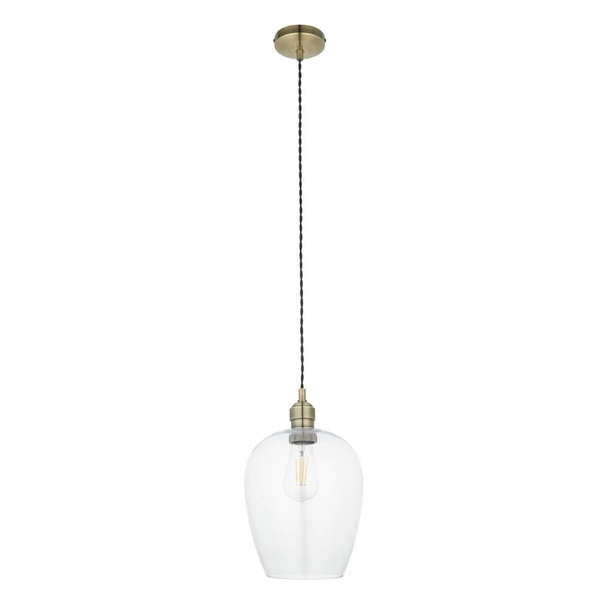Hexton Glass Pendant In Antique Brass 1 Hexton Glass Pendant In Antique Brass