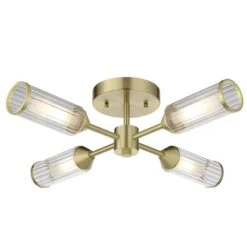 Julian Semi Flush Glass Light In Brushed Brass