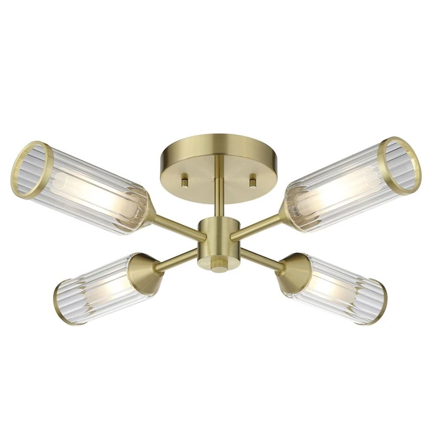 Julian Semi Flush Glass Light In Brushed Brass 1 Julian Semi Flush Glass Light In Brushed Brass