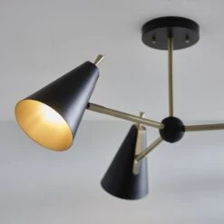 Mika Mid Century Semi Flush Light In Matt Black -Furniture Sales Store en24020083 l2