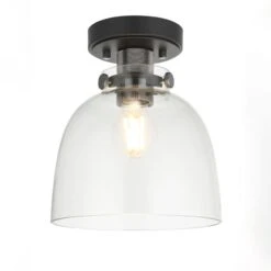 Ulmer Tinted Glass Flush Light In Black Chrome