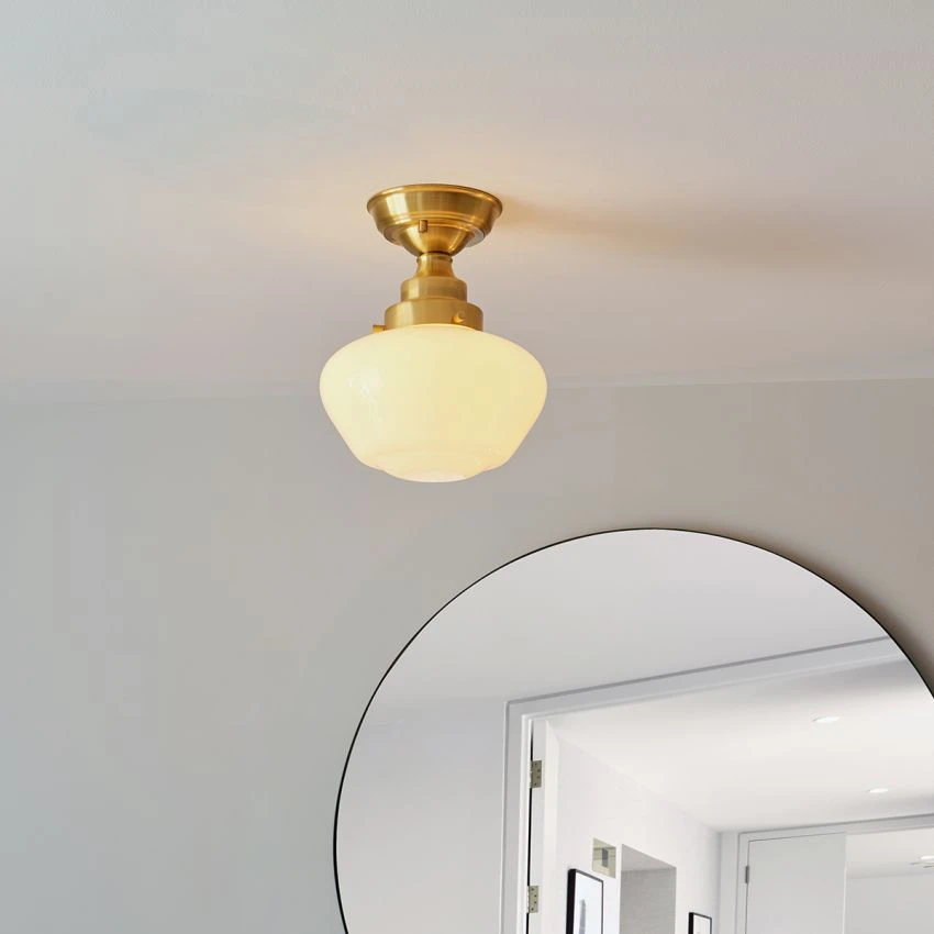 Cambrose Opal Glass Semi Flush Light In Brass 2 Cambrose Opal Glass Semi Flush Light In Brass - Image 2