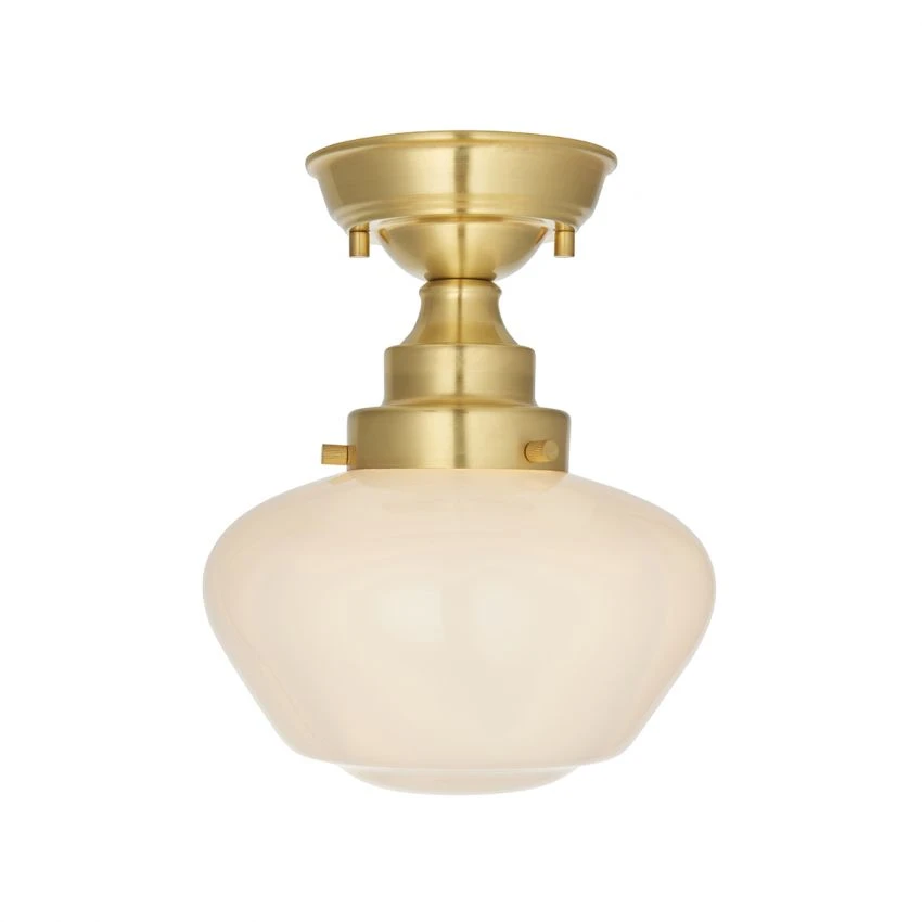 Cambrose Opal Glass Semi Flush Light In Brass 1 Cambrose Opal Glass Semi Flush Light In Brass