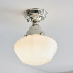 Cambrose Opal Glass Semi Flush Light In Nickel -Furniture Sales Store en24020100 l2