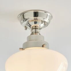 Cambrose Opal Glass Semi Flush Light In Nickel -Furniture Sales Store en24020100 l3