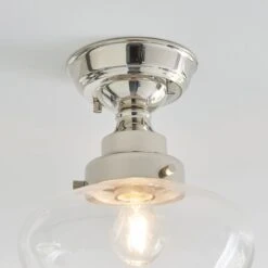 Cambrose Clear Glass Semi Flush Light In Nickel -Furniture Sales Store en24020102 l3