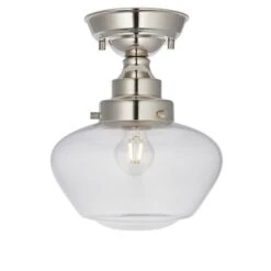 Cambrose Clear Glass Semi Flush Light In Nickel