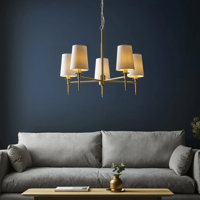 Chives Five Light Pendant In Satin Brass 2 Chives Five Light Pendant In Satin Brass - Image 2