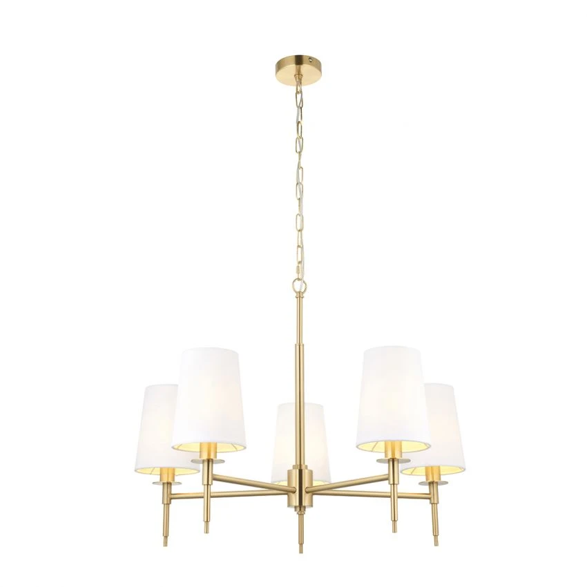 Chives Five Light Pendant In Satin Brass 1 Chives Five Light Pendant In Satin Brass