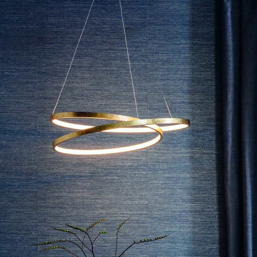 Swale Pendant In Gold Leaf & Frosted Acrylic 2 Swale Pendant In Gold Leaf & Frosted Acrylic - Image 2