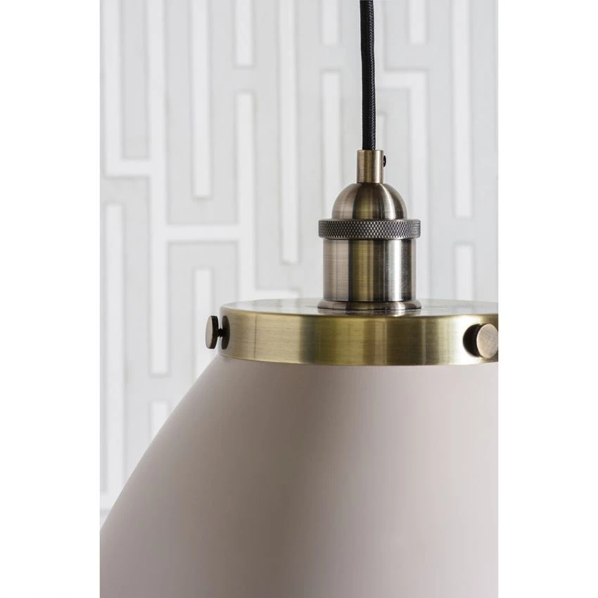 Fletcher Large Pendant In Taupe & Antique Brass 3 Fletcher Large Pendant In Taupe & Antique Brass - Image 3