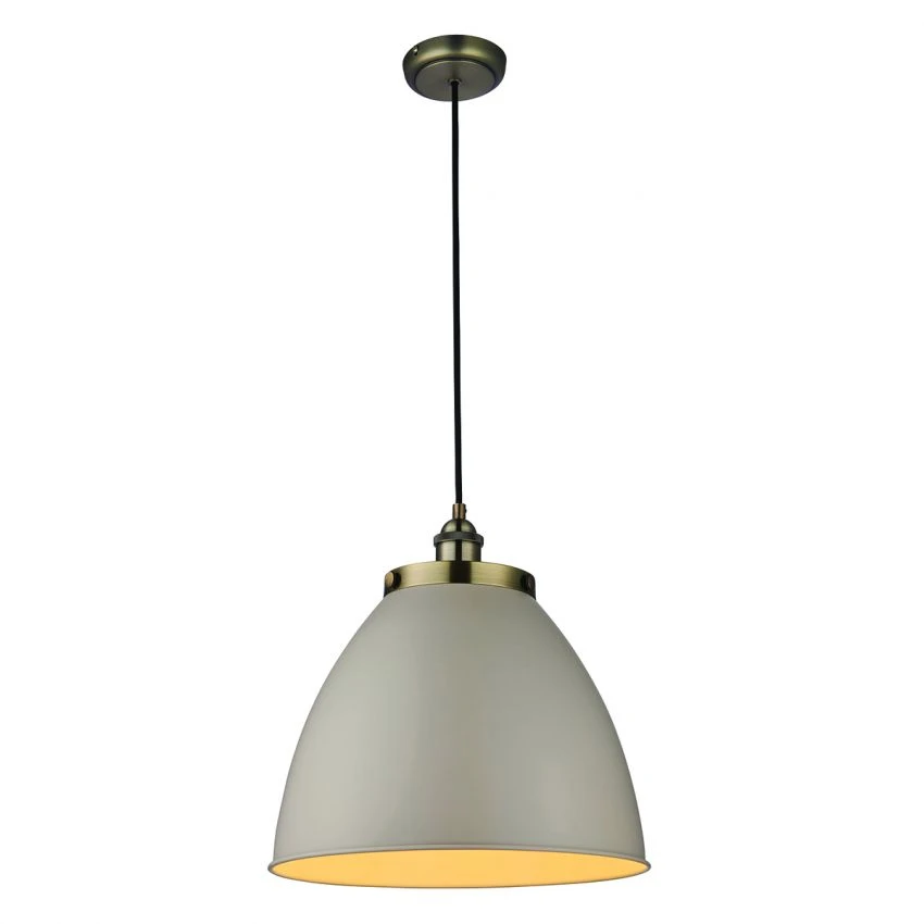 Fletcher Large Pendant In Taupe & Antique Brass 1 Fletcher Large Pendant In Taupe & Antique Brass