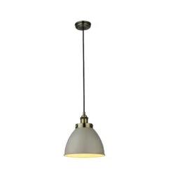 Fletcher Small Pendant In Taupe & Antique Brass
