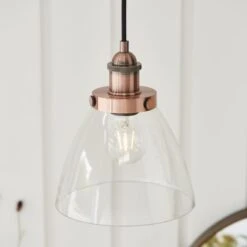 Ralph Clear Glass Pendant In Aged Copper -Furniture Sales Store en24040029 l2