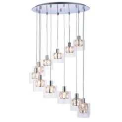 Veretta Clear Glass Twelve Light Pendant In Chrome