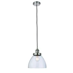 Ralph Clear Glass Pendant In Brushed Silver