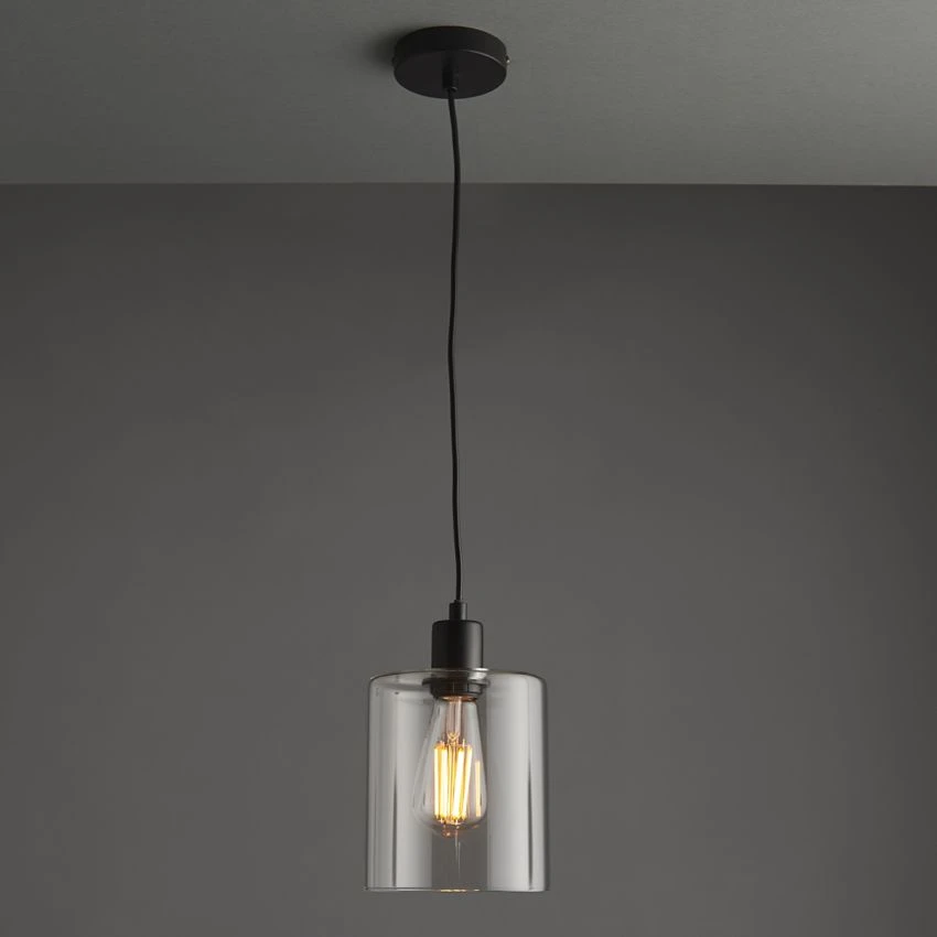 Bonnie Clear Glass Pendant In Matt Black 2 Bonnie Clear Glass Pendant In Matt Black - Image 2