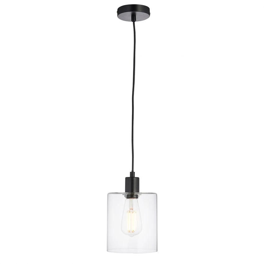 Bonnie Clear Glass Pendant In Matt Black 1 Bonnie Clear Glass Pendant In Matt Black