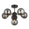Mabel Smoked Mirror Glass Six Light Pendant In Black Chrome