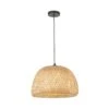 Bailey Natural Bamboo Dome Pendant In Matt Black