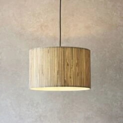 Lucille Natural Seagrass Pendant Light In Matt Black -Furniture Sales Store en24040157 l2
