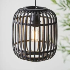 Meike Dark Bamboo Pendant In Matt Black -Furniture Sales Store en24040164 l2