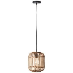 Meike Natural Bamboo Pendant In Matt Black