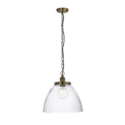 Ralph Clear Glass Large Pendant In Antique Brass