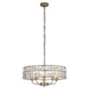 Clayton Crystal Glass Five Light Pendant In Antique Brass