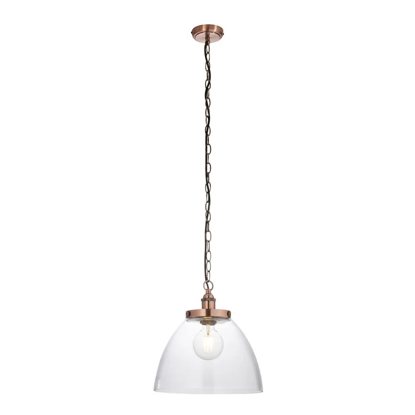 Ralph Clear Glass Grand Pendant In Aged Copper 1 Ralph Clear Glass Grand Pendant In Aged Copper