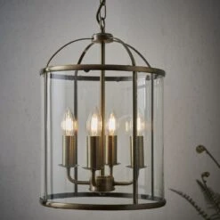 Leonard Four Light Pendant In Antique Brass -Furniture Sales Store en24040210 l2