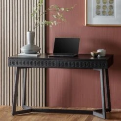 Sadie Two Drawer Desk In Charcoal -Furniture Sales Store pp2003641 l1
