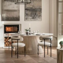 Linear Marble Oval Dining Table -Furniture Sales Store pp24010246 l2