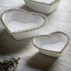 Farmhouse Beaded Heart Bowl, Set Of 3 5 Farmhouse Beaded Heart Bowl, Set Of 3 -Furniture Sales Store pp24030050 ld1