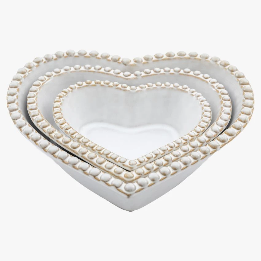 Farmhouse Beaded Heart Bowl, Set Of 3 1 Farmhouse Beaded Heart Bowl, Set Of 3