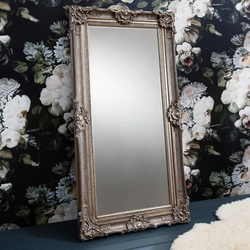 Ornate Leaner Mirror In Silver 2 Ornate Leaner Mirror In Silver - Image 2