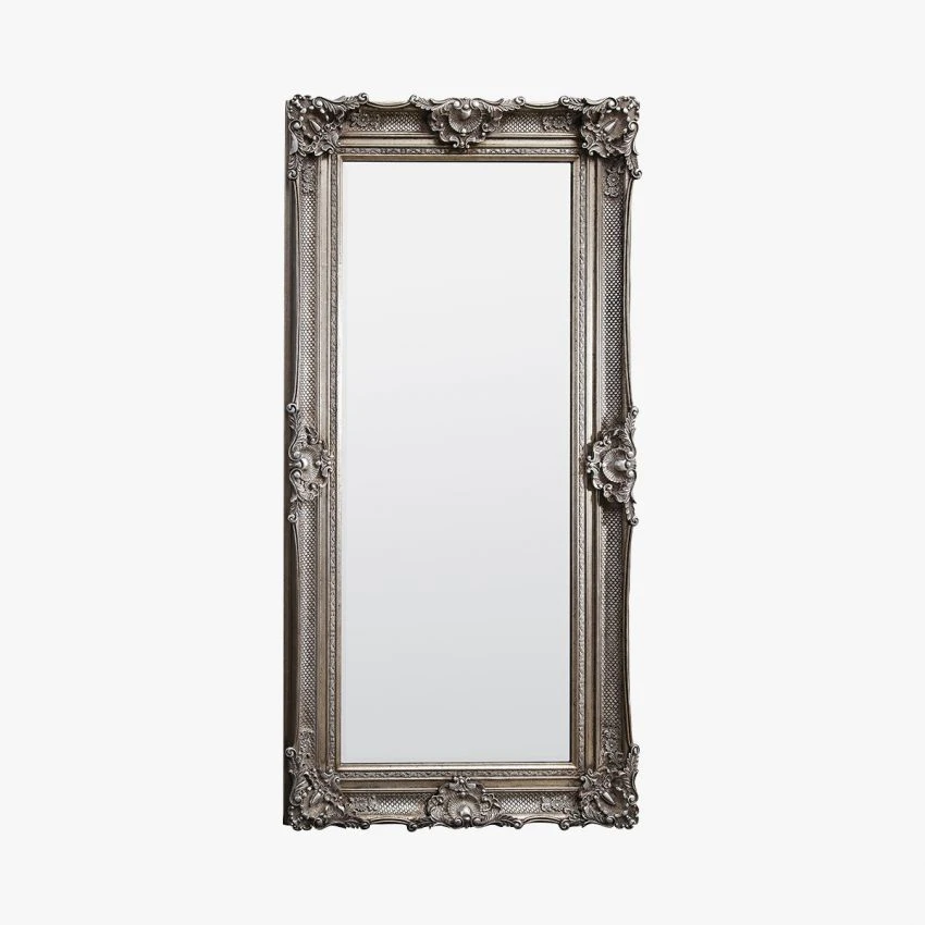Ornate Leaner Mirror In Silver 1 Ornate Leaner Mirror In Silver